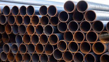 Stacked metal pipes