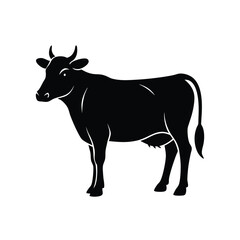 black silhouette of a cow