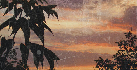 Old film light leaks texture with scratches, noise, iridescent light. Grunge retro photo style,...