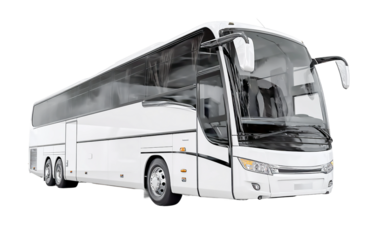 Modern white bus for passenger transportation isolated on transparent background