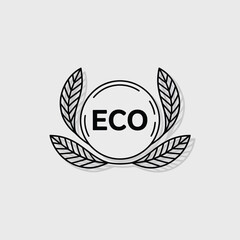 Eco friendly circular emblem with stylized leaves representing nature and sustainability