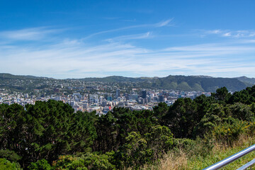 Panoramic City View Surrounded by Green Hills