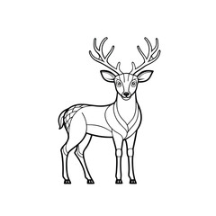 Line art of a deer on white background.