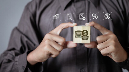 Business finance management concept with money icon and digital financial services