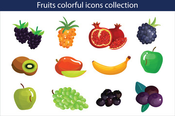 Set of fruit icons. Vector illustration eps file 10