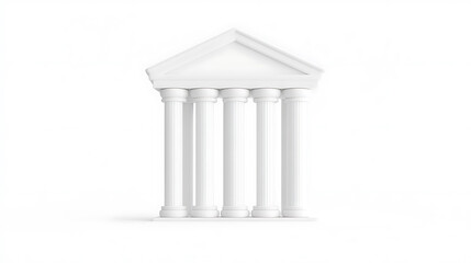 Obraz premium A pristine, white architectural depiction featuring classical columns topped with a triangular pediment. Symbolic representation of history, power, and stability.