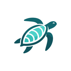 Colorful turtle swimming gracefully in clear waters, with coral reefs visible in the background