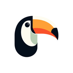 Colorful toucan head illustration with vibrant beak, showcasing tropical wildlife in minimalist style © anggoro