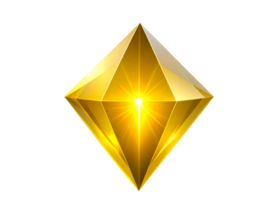 Abstract Yellow Crystal Prism Floating in Space, Stylized Sci-Fi Look  