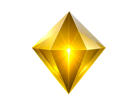 Abstract Yellow Crystal Prism Floating in Space, Stylized Sci-Fi Look  