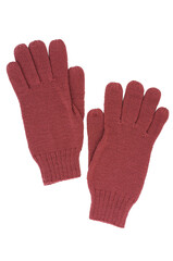 Woolen gloves isolated on white background. Female winter gloves.