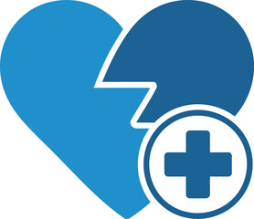 Fototapeta premium Broken heart with medical cross symbol health