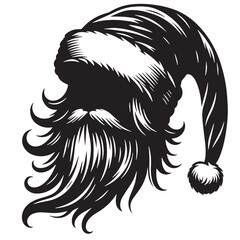 black Santa hat Silhouette Vector, High Quality Illustration on White Background