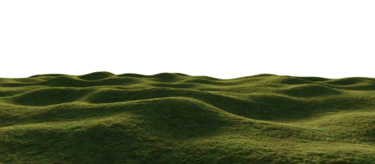 Hills with grass on a transparent background. 3D rendering.	