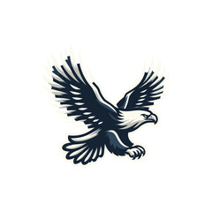 Majestic eagle in mid-flight, showcasing powerful wings against a clear sky background