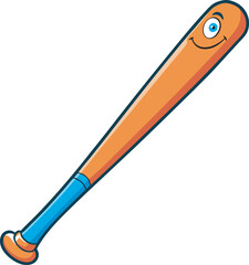 Flat Design Wooden Baseball Bat Icon Vector for Sports Equipment and Athletic Graphics