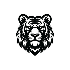 Stylized black and white tiger head illustration with intricate detailing for design use