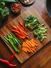 vegetables on a wooden table
