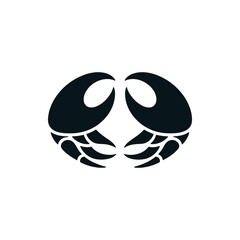 Stylized illustration of a crab with symmetrical claws on a plain background, suitable for marine-themed designs