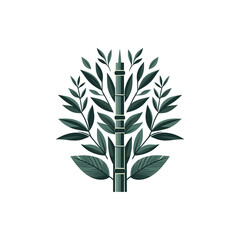 Stylized illustration of bamboo surrounded by lush green leaves, symbolizing nature and tranquility