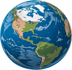 Fototapeta premium Detailed illustration of planet earth showing continents and oceans isolated on transparent background