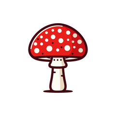Vibrant red mushroom with white spots, set against a minimalist background, ideal for nature themes