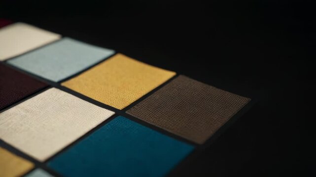 A detailed view of a colorful patchwork table cloth with intricate designs and patterns