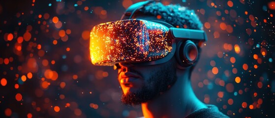 Immersive Virtual Reality Experience: A Man Exploring Digital Worlds