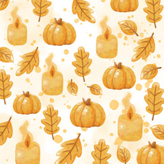 Hello Autumn Seamless Pattern Set | Cozy Fall Watercolor Backgrounds