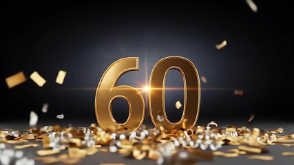 Elegant gold graphic for happy 60th birthday celebration
