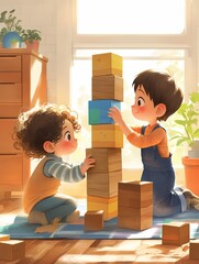 children playing with blocks