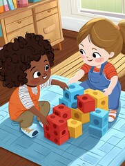 children playing with blocks