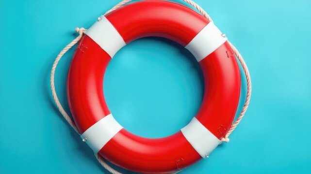 A life preserver floating on the surface of calm water, waiting for rescue - Powered by Adobe