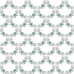 Seamless pattern with botanical pattern. Pattern with wild flowers. Aesthetic pattern of flowers and leaves.