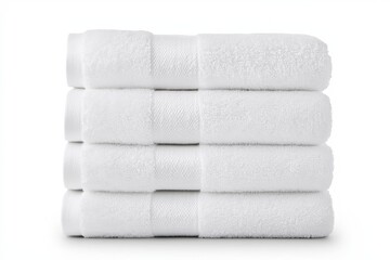Soft White Bath Towels Stacked Neatly on a White Background, Perfect for Hotel or Spa Settings, Spa Essentials, Home Decor, Bathroom Styling