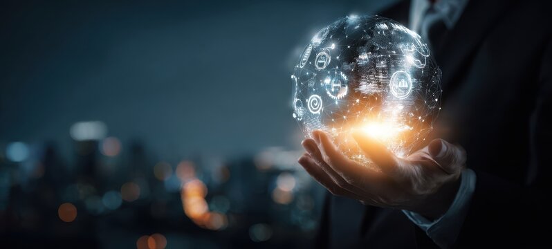 The digital globe representing innovation and connectivity in the modern business world.