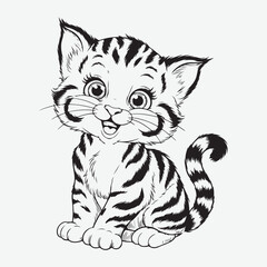  baby kitten vector black and white