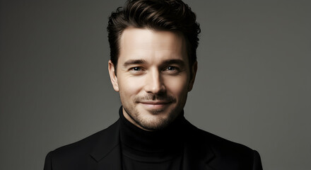 Fototapeta premium Confident handsome man portrait stylish model headshot professional businessman corporate executive male person attractive guy success