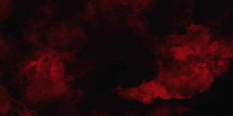 Red color powder explosion isolated on black background. Colorful dust explode. Paint Holi, dust particles splash. Network concept with spray. Futuristic technology element. 3D rendering.