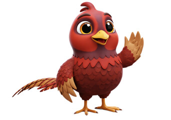 Animated Red Bird Waving Hand Isolated on Transparent Background