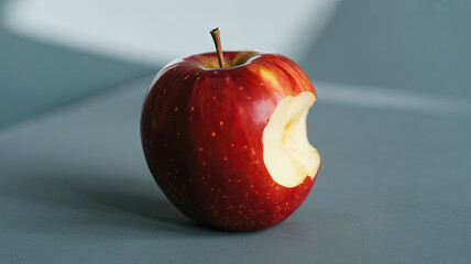 Bitten apple on a gray background