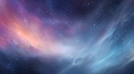 Naklejka premium Cosmic Nebula Pink Blue and Purple Hues with Stars Space Galaxy Background