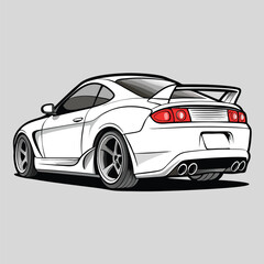 Fototapeta premium White Sports Car With Spoiler and Custom Wheels automobile