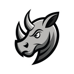 Fototapeta premium Rhino head mascot logo with white background bold wildlife and safari themed illustration 