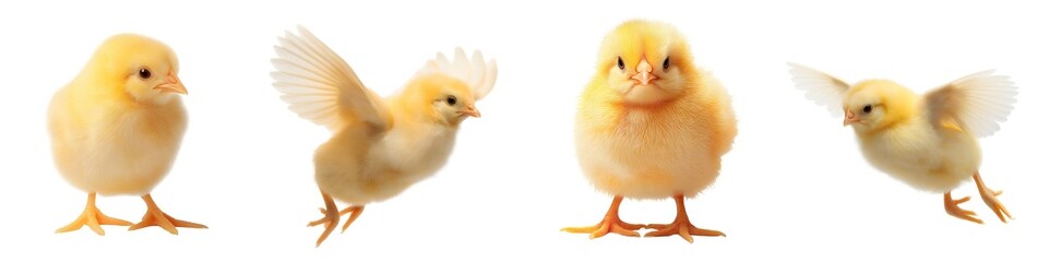 Obraz premium Collection of various a yellow chicken isolated on transparent background