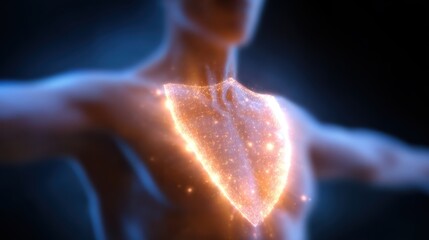 Conceptual image: A glowing shield around a human figure, symbolizing proactive health and disease prevention. Wellness, protection. Vibrant, strong.