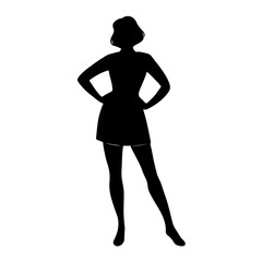 Fototapeta premium Silhouette of confident woman in stylish dress