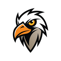 Obraz premium Vulture head mascot logo vector with white background fierce bird emblem illustration art