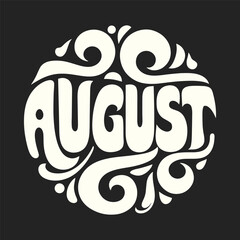 August - Retro Script Circle