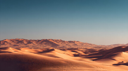 Naklejka premium **Clear sky over a large desert with sand dunes stretching into the distance